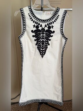 Tory Burch Camille Sleeveless Embroidered Sheath Dress Size 6